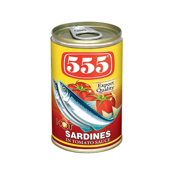 555 Sardines In Tomato & Chilli Hot Red 155gm
